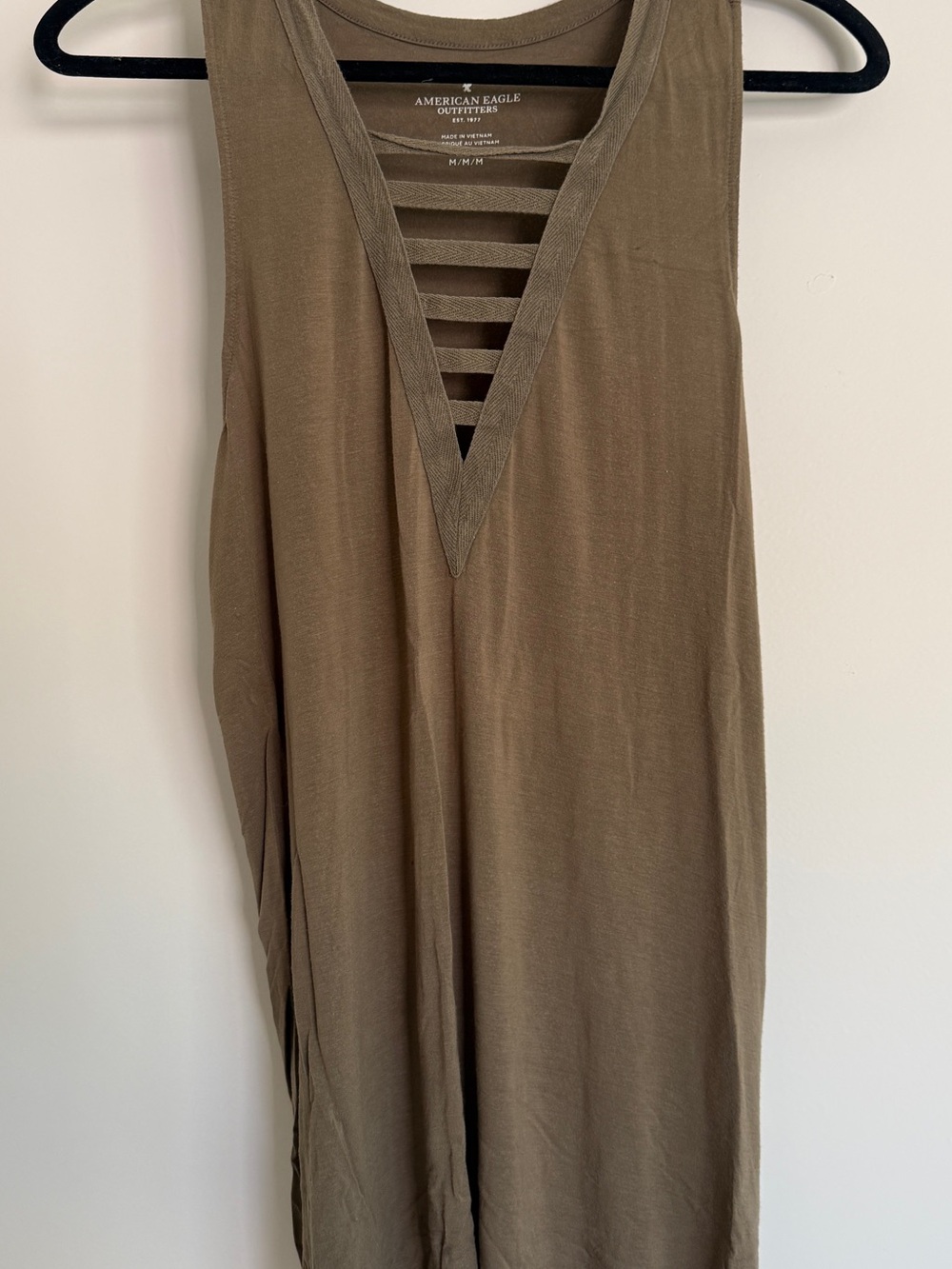 American Eagle Outfitters Olive Strappy V-Neck Tank